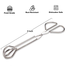 Hiash 9-Inch tongs, ergonomic grip, anti-slip rings for comfortable control