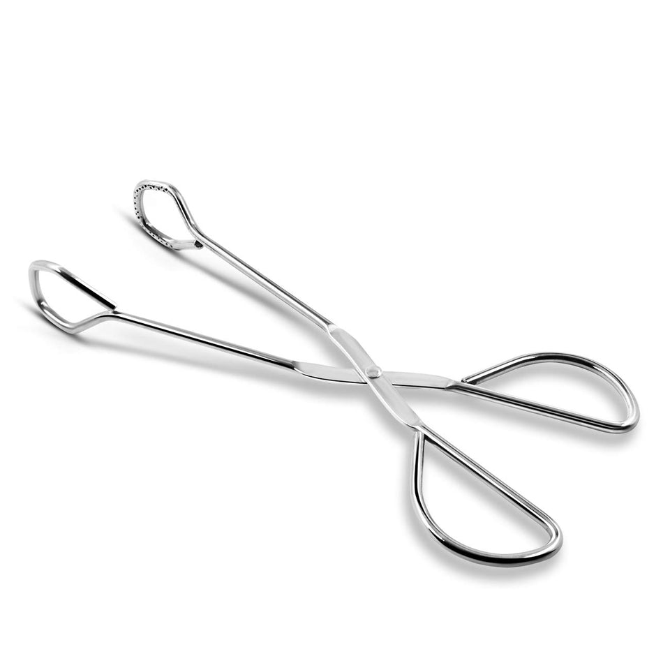 Hiash 9-Inch tongs, full view, sturdy steel for grilling and serving