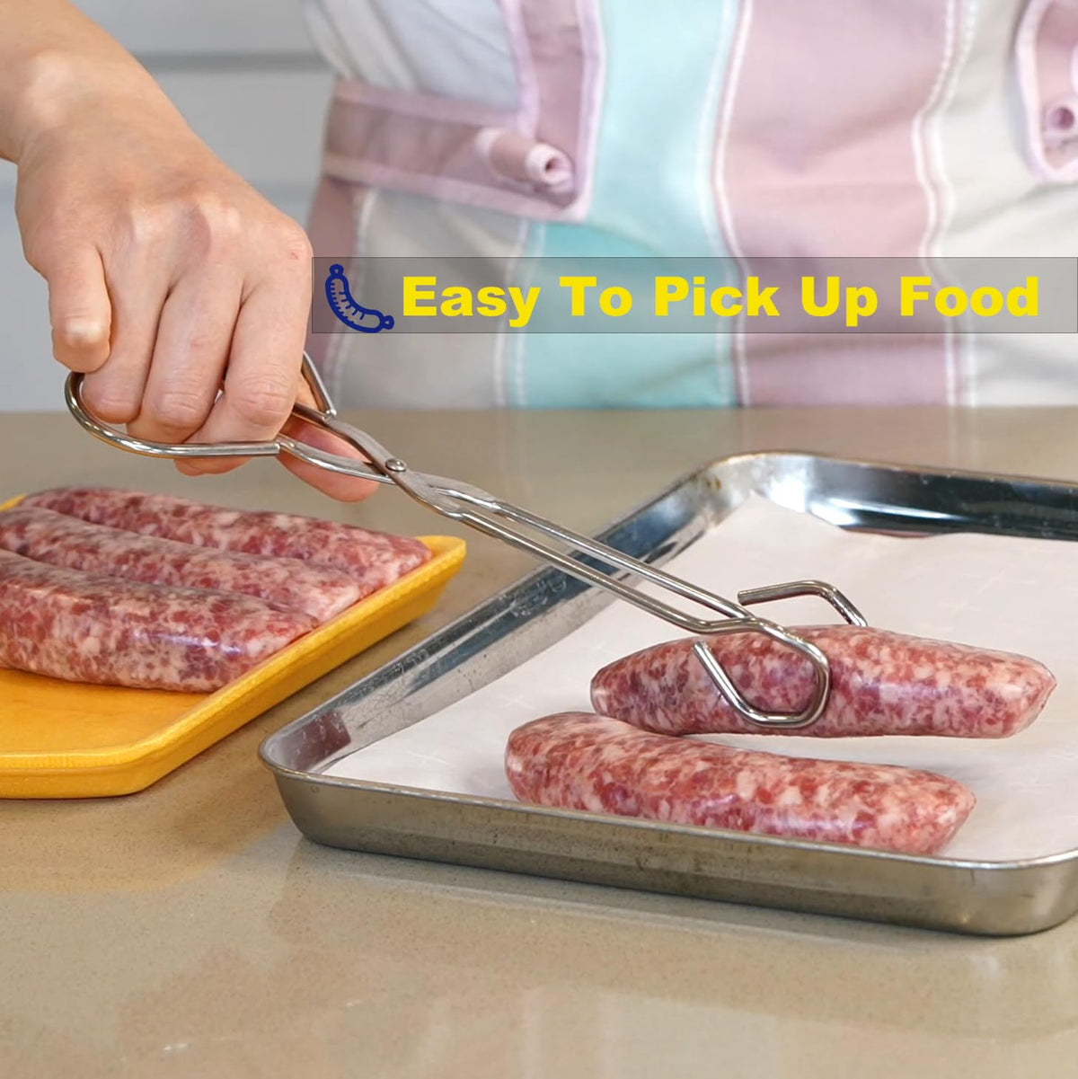 Hiash 9-Inch tongs, hanging hole for easy storage