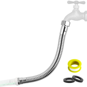 Hibbent all-metal garden hose protector chrome guards connections and resists weathering.