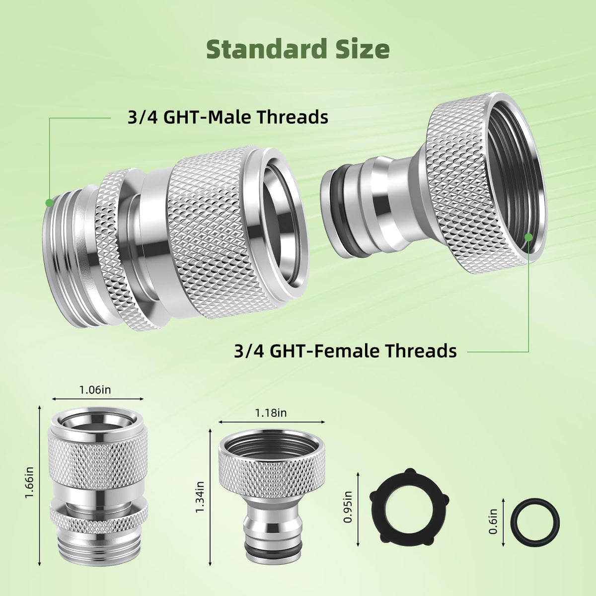 Hibbent brass quick-connect feature demonstrates fast, tool-free hose setup.