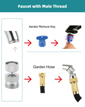 Hibbent easy-installation-swivel-adapter makes tool-free setup for quick garden or sink use.