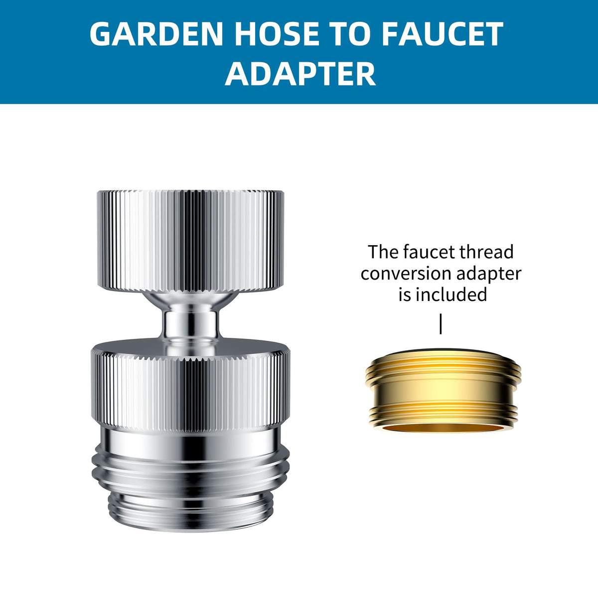 Hibbent garden hose connection with NH 3/4 thread enabling quick hookup