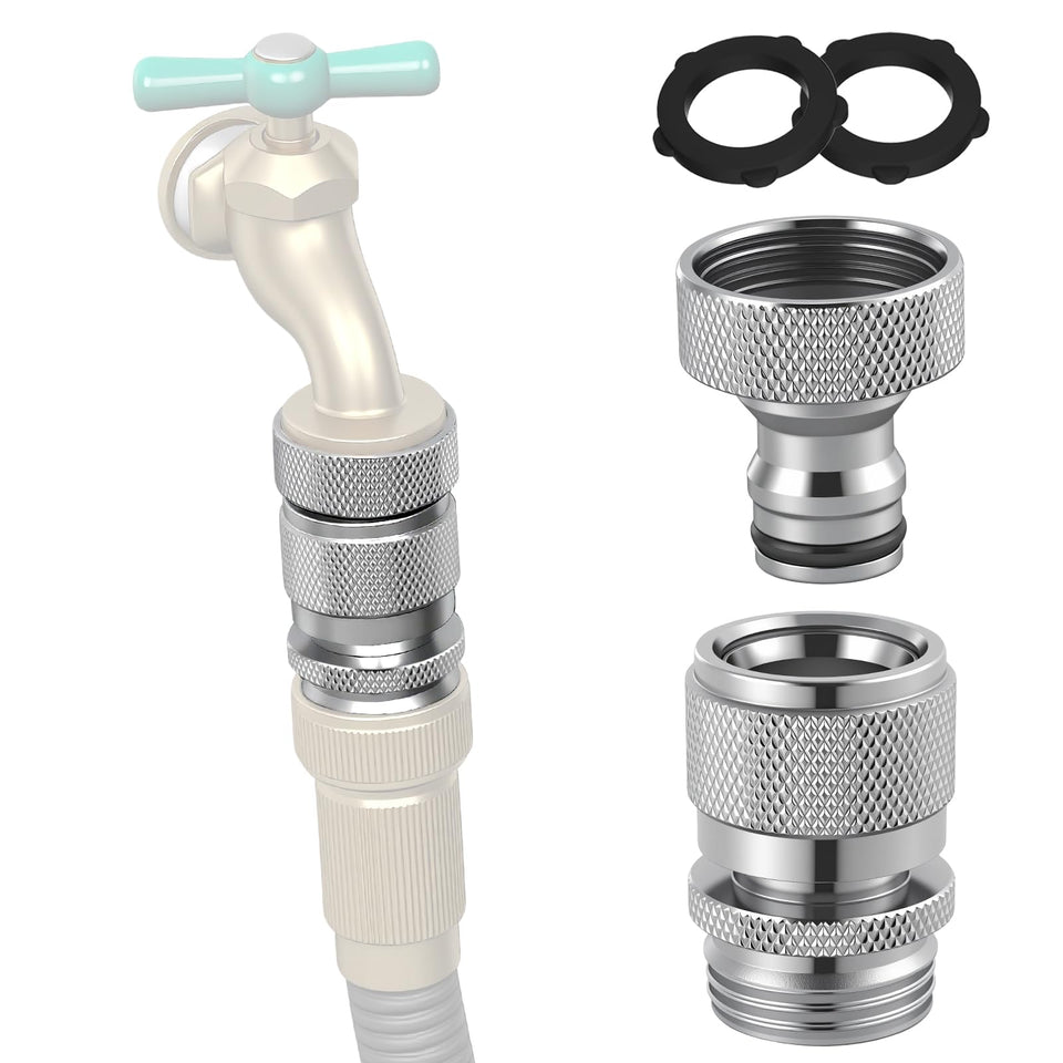 Hibbent brass garden hose quick-connector enabling easy, leak-free connections.