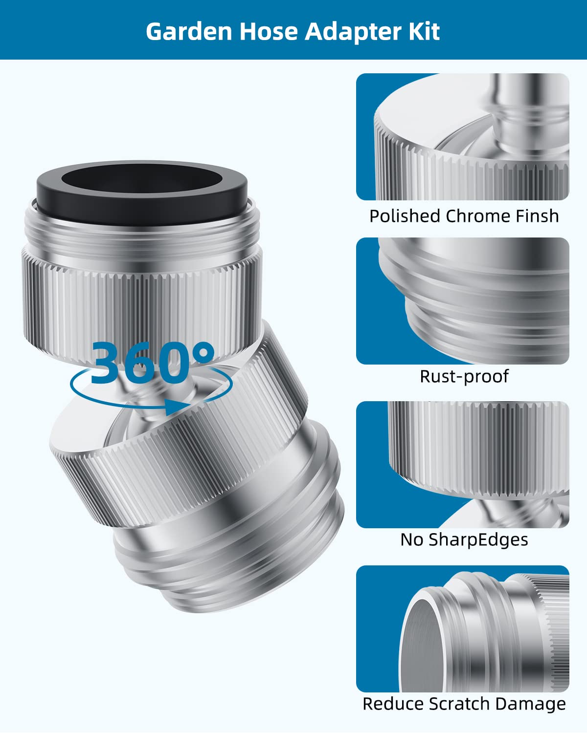 Hibbent rotating faucet extender demonstrates extended reach for cleaning tasks.