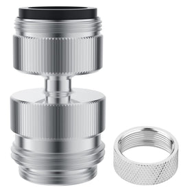 Hibbent sink-to-hose adapter in chrome finish, durable brass for universal faucet connections.