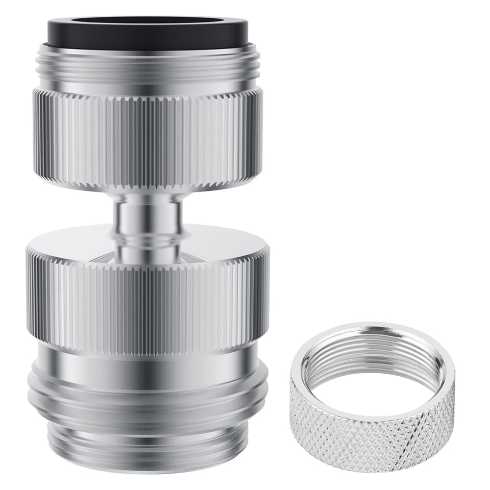 Hibbent sink-to-hose adapter in chrome finish, durable brass for universal faucet connections.