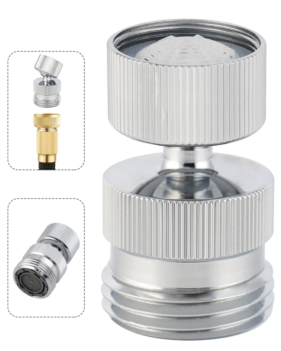 Hibbent swivel faucet adapter kit chrome enables flexible water access at any angle.
