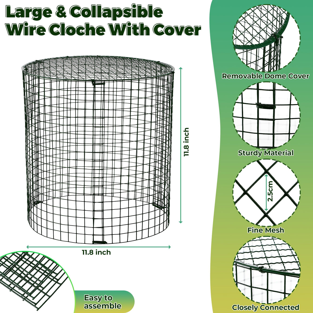 Hiboom dark-green mesh cage blends into garden for discreet protection