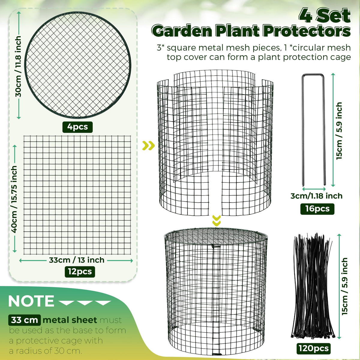 Hiboom garden protector assembly stakes secure cages firmly into soil for stable protection.