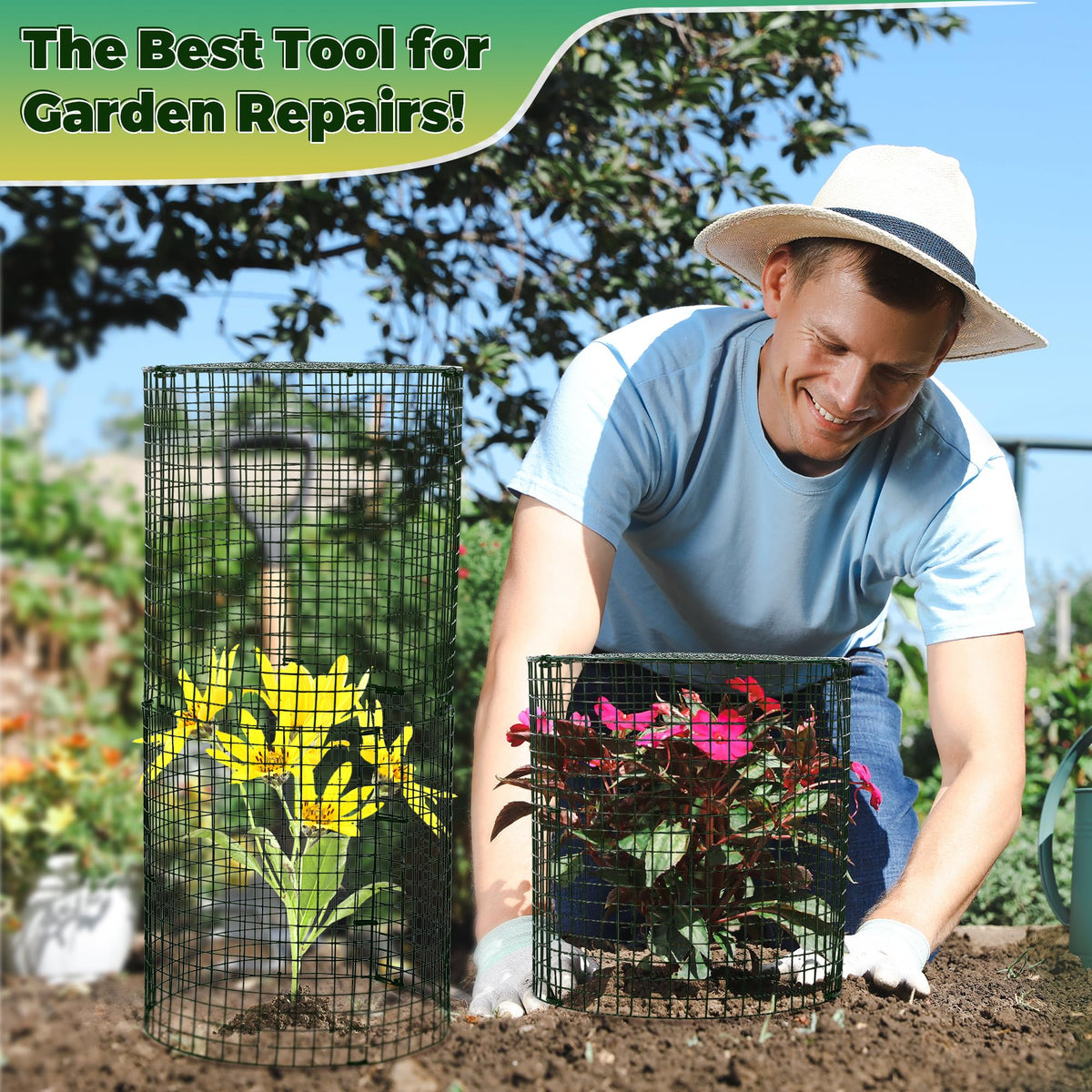 Hiboom garden protector rolled straps simplify quick setup around plants.