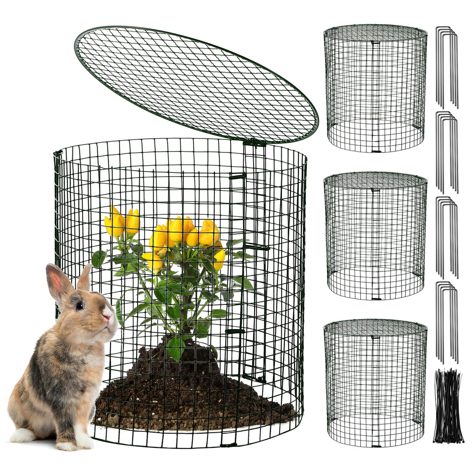 Hiboom garden protector square metal mesh 12-pack shields seedlings from rabbits while letting sun