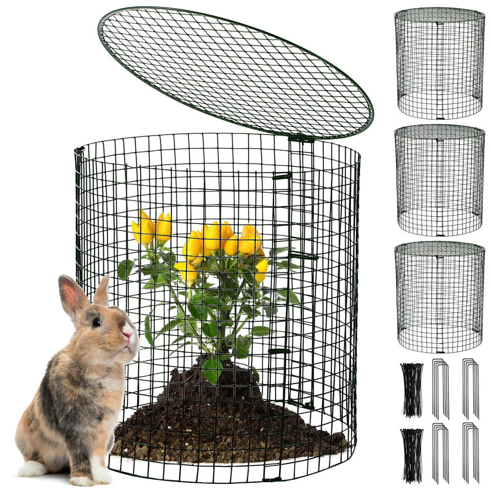 Hiboom garden protector square metal mesh shields seedlings from animals while allowing sunlight.