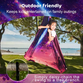 HiCamer fantasy pink sensory swing adds a playful touch.