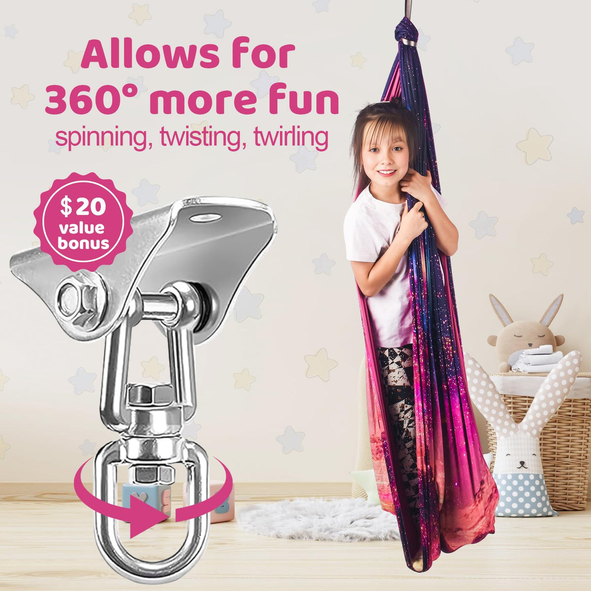HiCamer indoor-outdoor sensory swing ready for garden or living room.