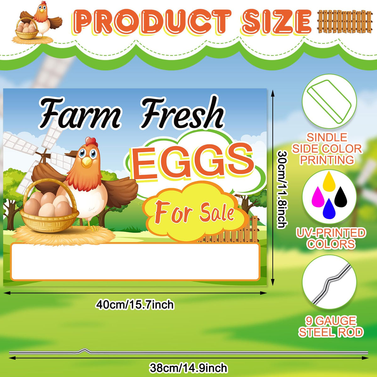 Hicarer eggs for sale sign with stakes helps quick outdoor setup