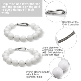 Hicarer stainless steel cable attachment securing loops on a flagpole