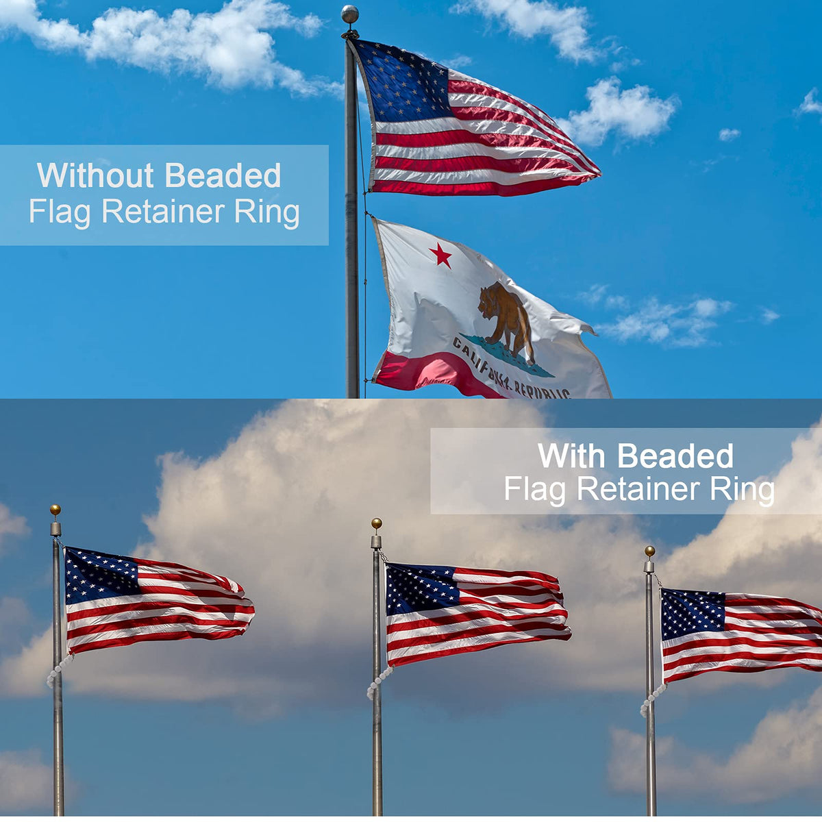 Hicarer rings fit 2 to 3 inch flagpoles for versatile installation