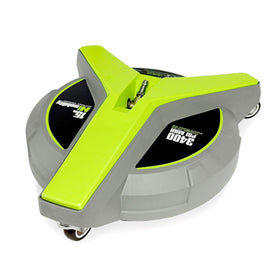 Hiclean 15-inch surface cleaner with wheels glides smoothly across a wide patio.
