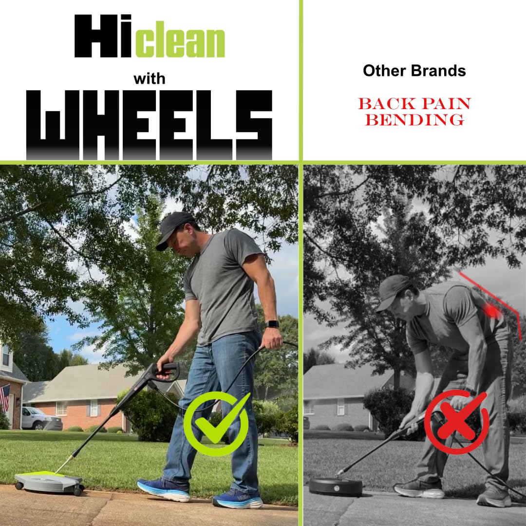 Hiclean surface cleaner with quick-connect compatibility for easy attachment to gas washers.
