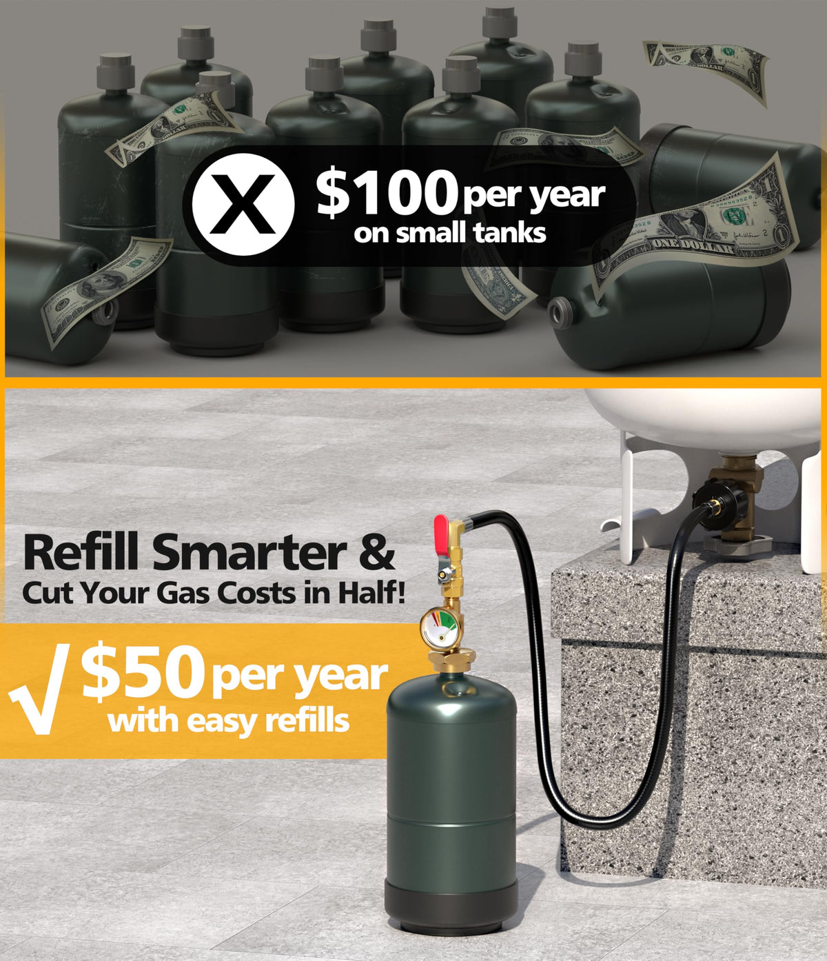 HICOOI brass fittings ensure durable, leak-free connections for reliable refills.