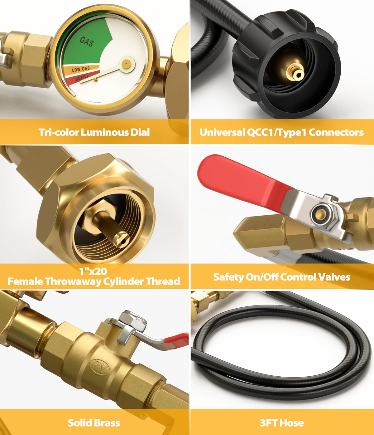 HICOOI pressure gauge on adapter helps monitor pressure during refills.