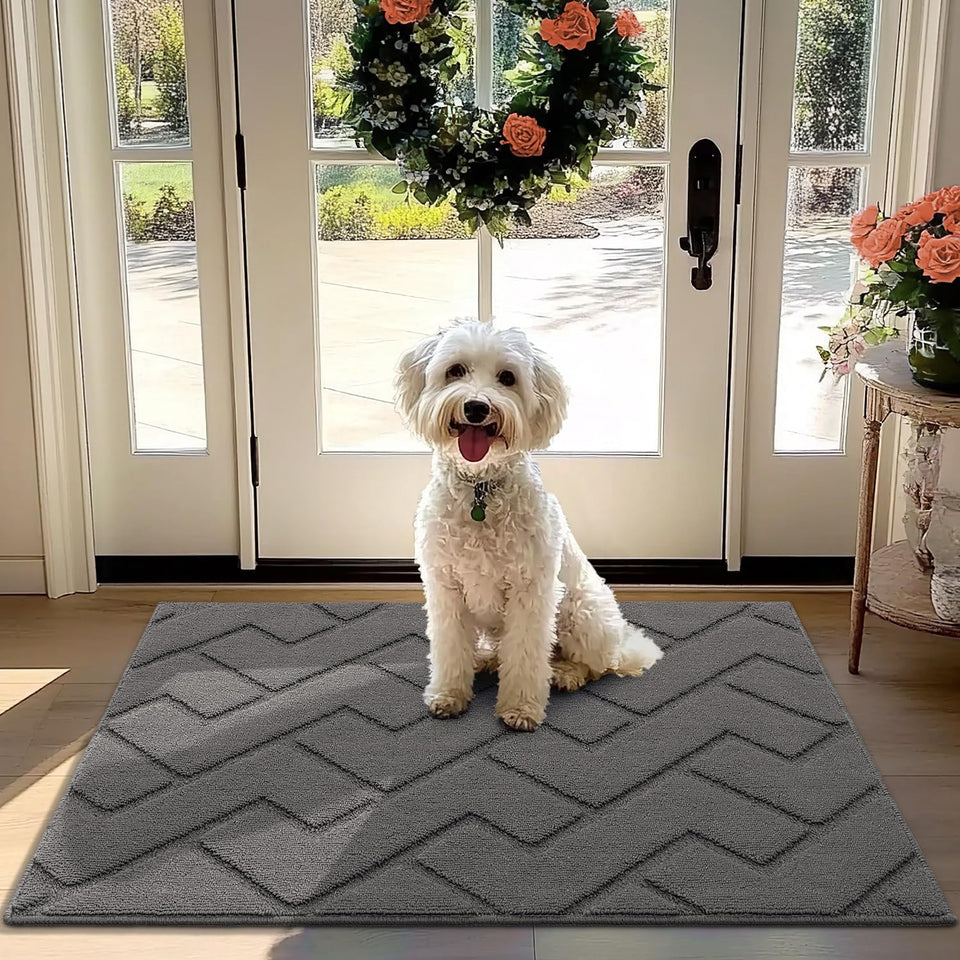 hicorfe front door mat in gray protects floors from dirt and moisture