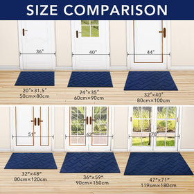 hicorfe indoor doormat low-profile 0.4 inch fits under doors neatly.