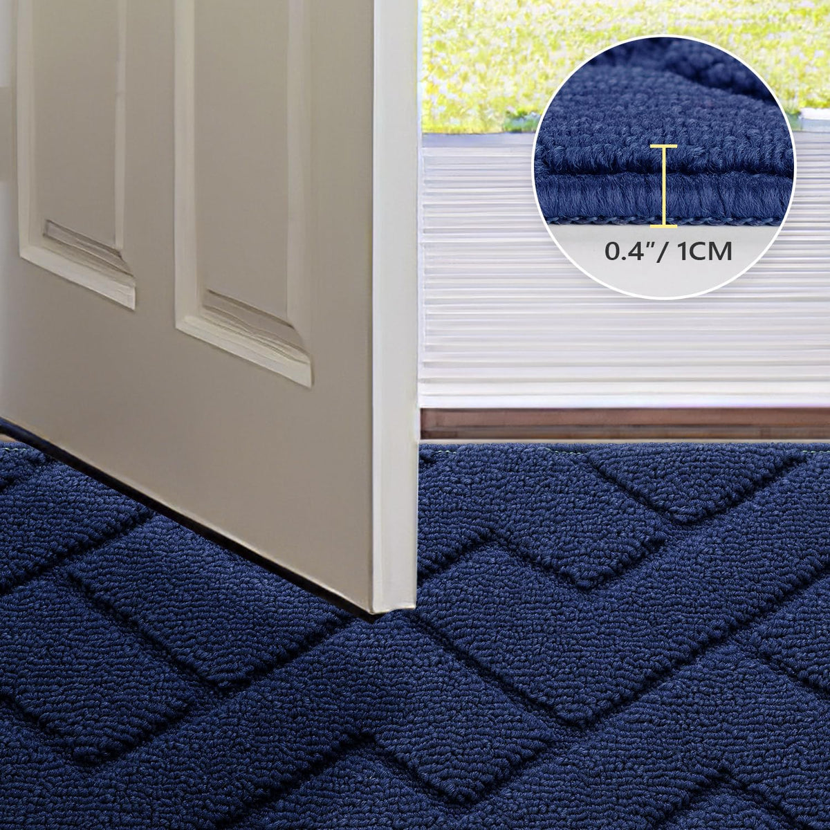 hicorfe indoor doormat washable rib fabric for easy deep cleaning.