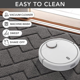 hicorfe washable doormat grey demonstrates simple cleaning options.