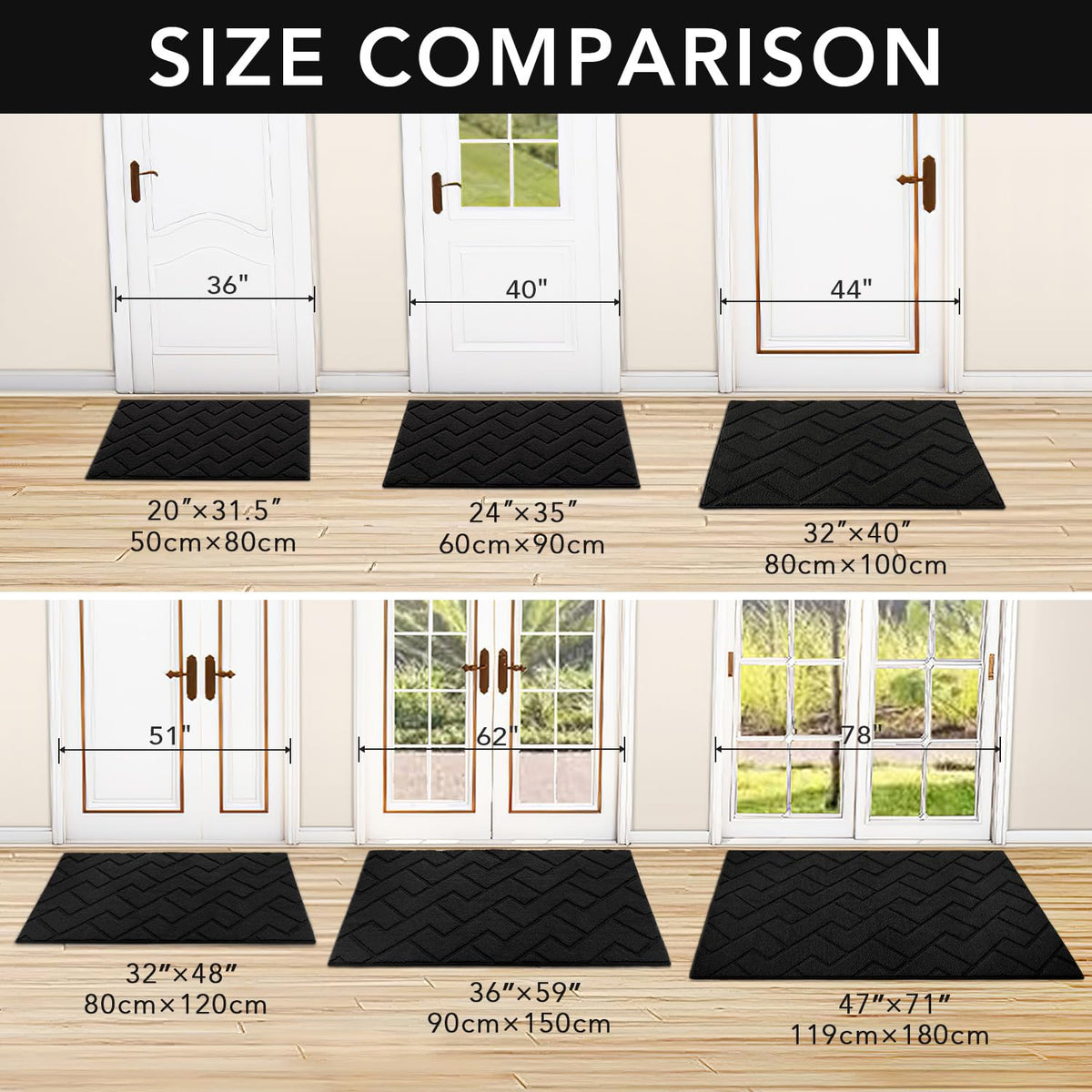hicorfe welcome mat low-profile fits under doors