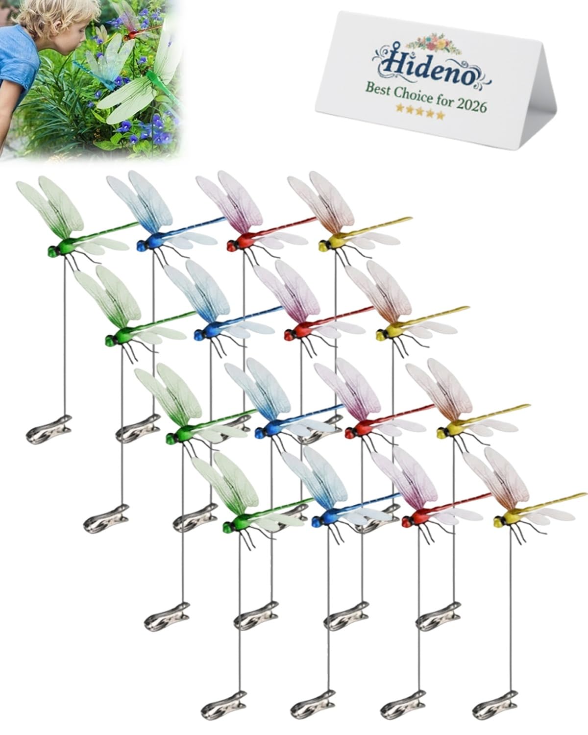 Hideno Dragon Fly Clip closeup highlights lifelike detail for vibrant garden decor.