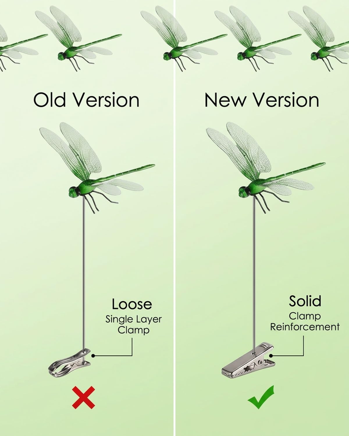 Hideno Dragon Fly Clip colorful ornament enhances yard and balcony views.