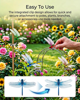 Hideno Dragon Fly Clip garden display adds whimsy to outdoor spaces.