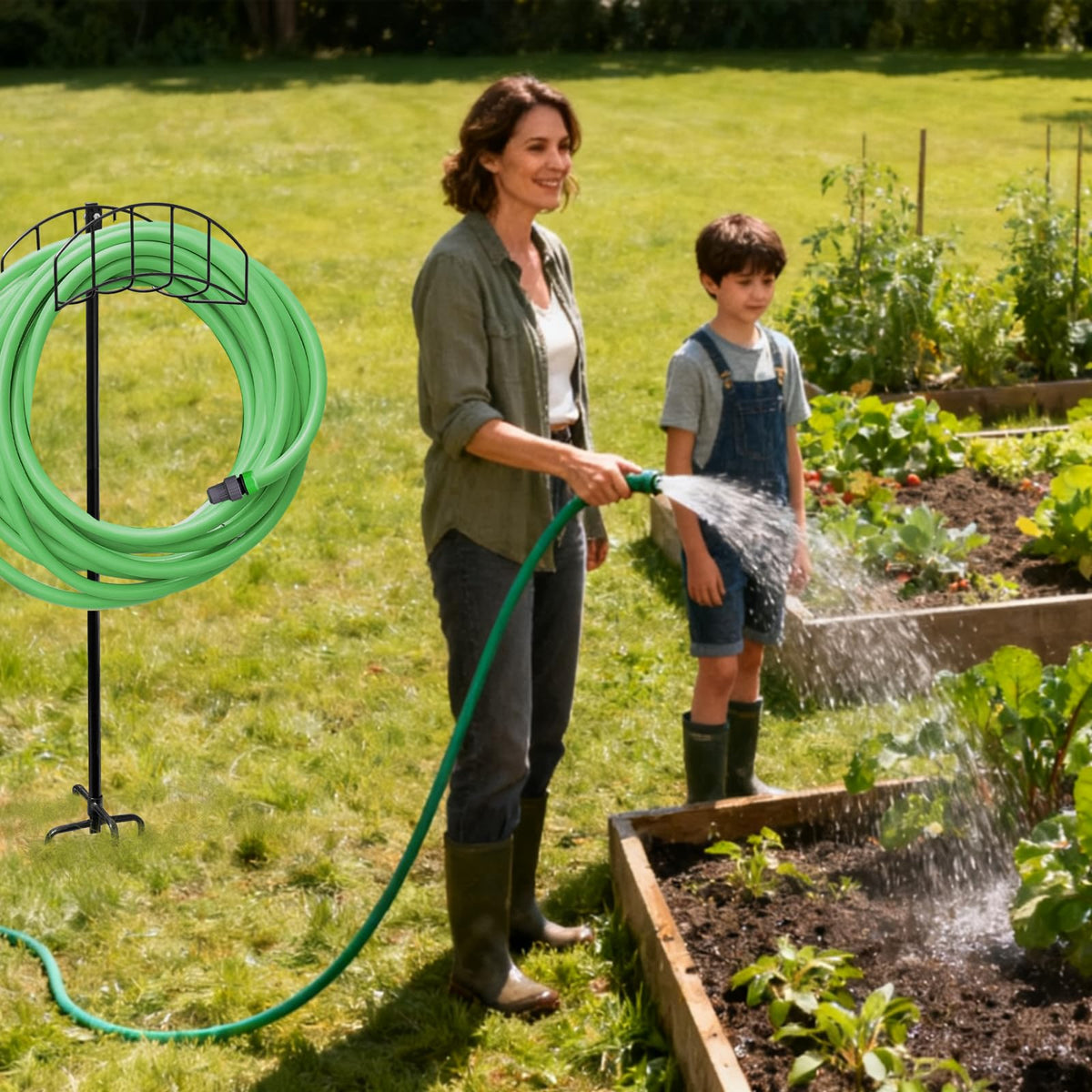 HIEDUYT compact storage helps keep hoses and tools tidy.