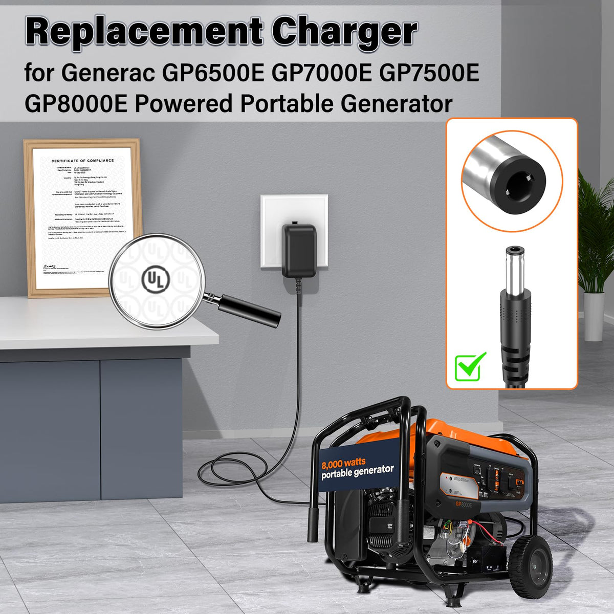 HIENADTOR charger cord for Generac XG6500E enables quick recharges