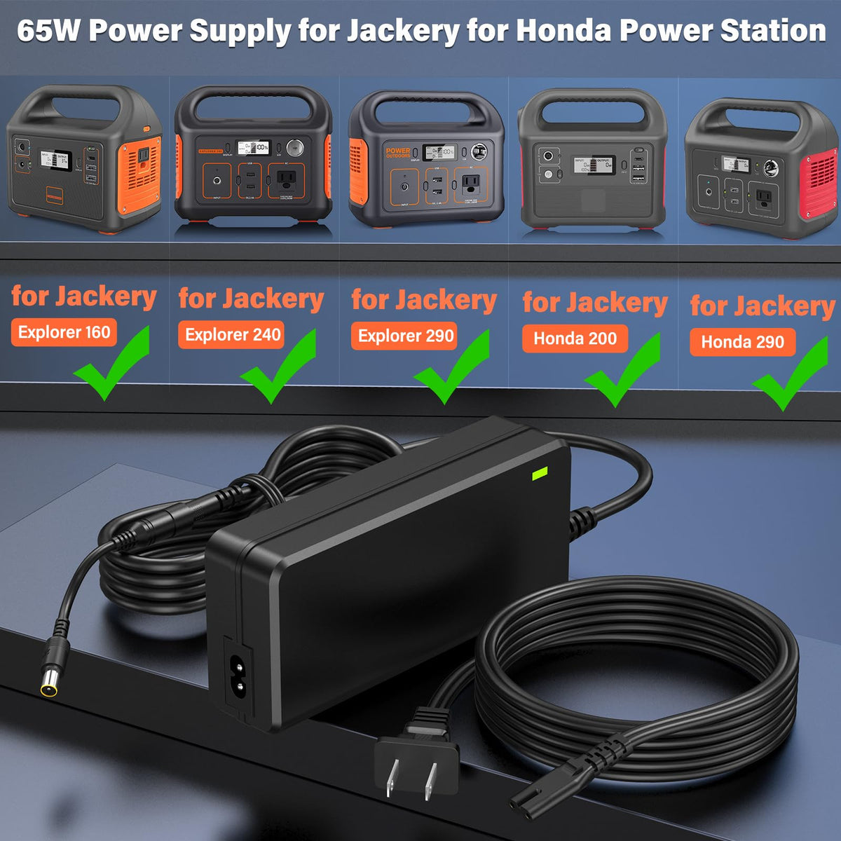HIENADTOR cord compatible with Honda portable power stations for on-the-go charging.