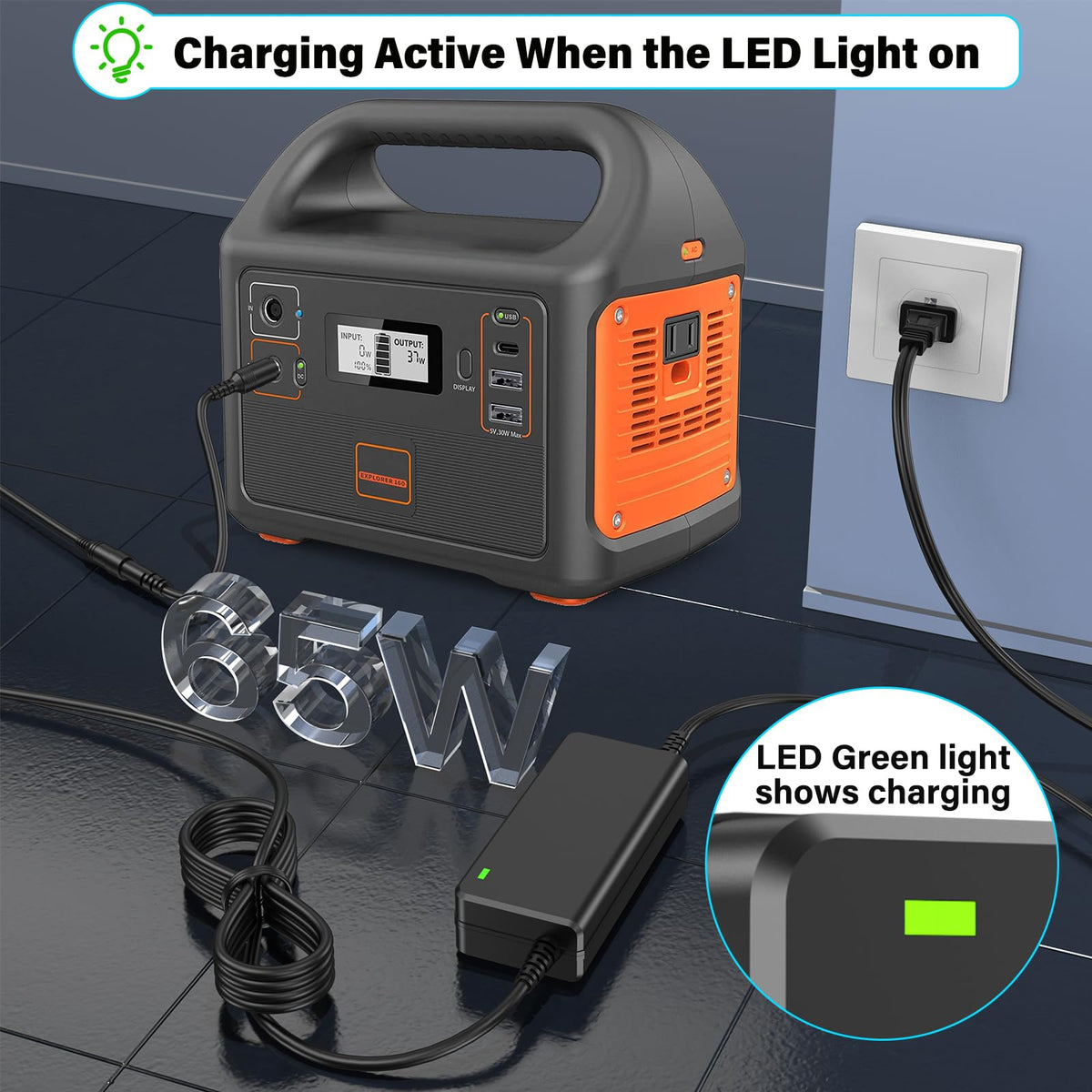HIENADTOR LED indicator confirms charging status in low light.
