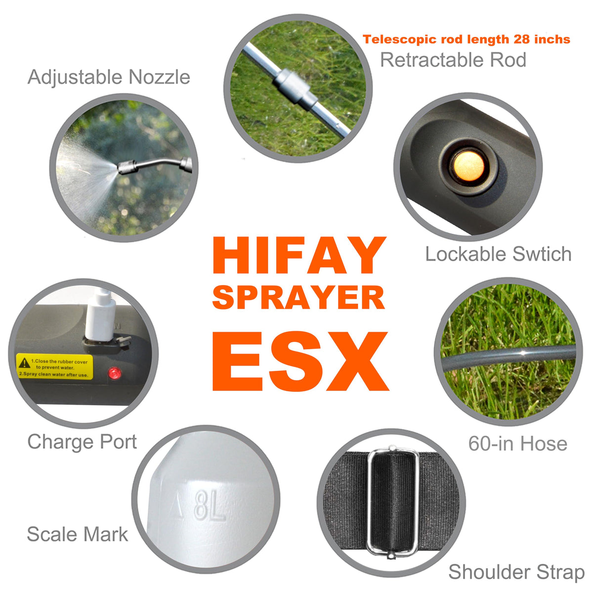 HIFAY ESX-8 retractable wand extended to reach higher plants.
