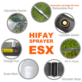HIFAY ESX-8 retractable wand extended to reach higher plants.