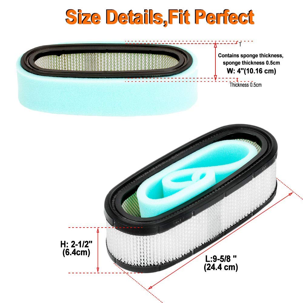 HIFROM 398825 air filter top view highlighting dimensions