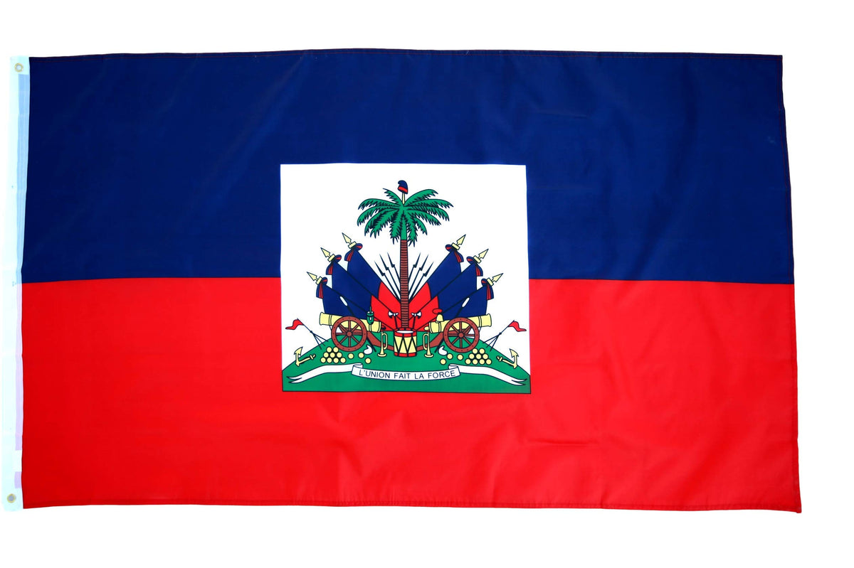 High Supply Haiti flag 3x5 outdoor display highlights patriotic pride for homes and outdoor venues.