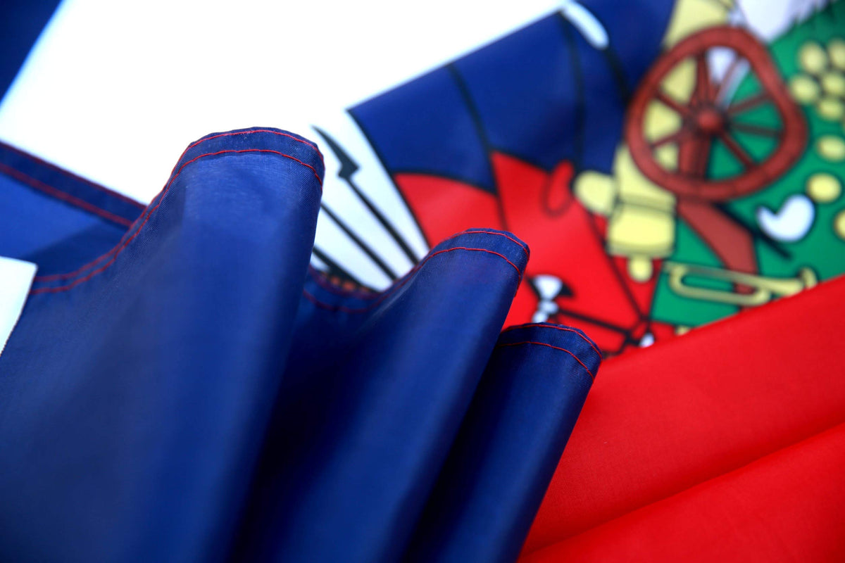 High Supply Haiti flag 3x5 red blue color offers vibrant visibility in daylight.