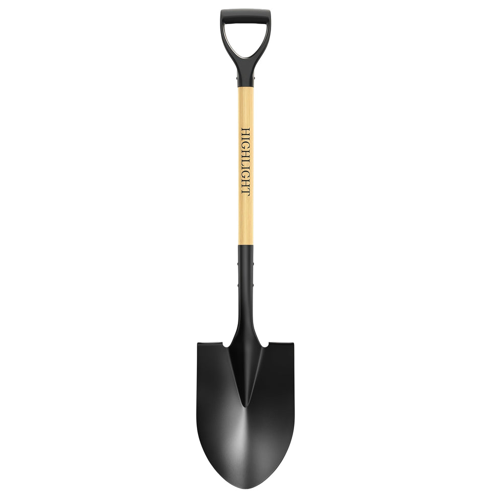 HIGHLIGHT 41-inch round-point shovel with D-handle for digging and edging.
