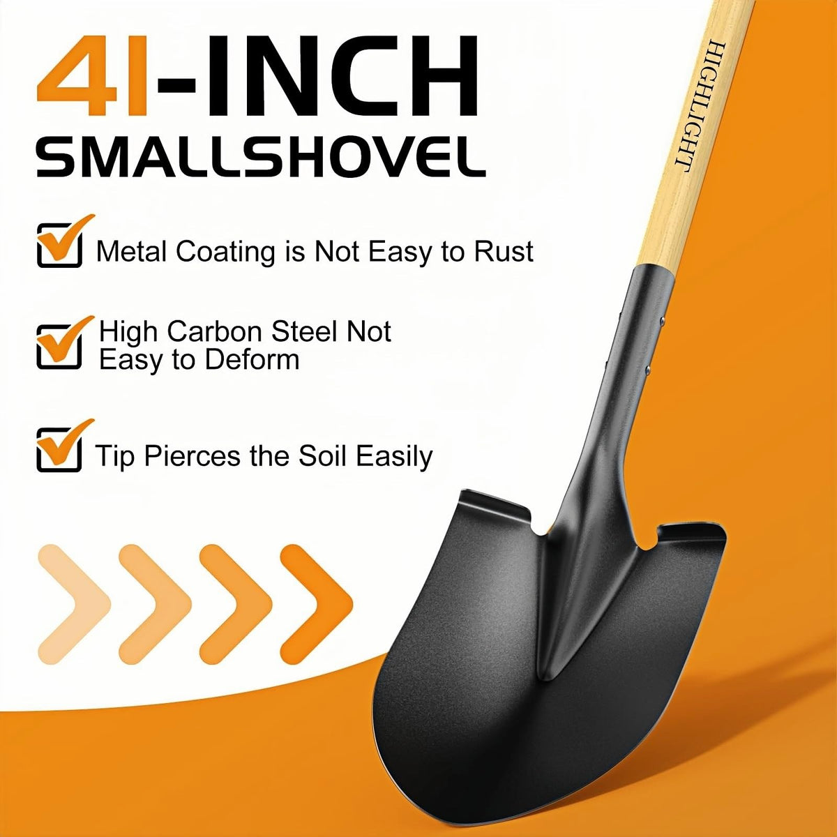 HIGHLIGHT all-season shovel stored in car trunk for emergencies.