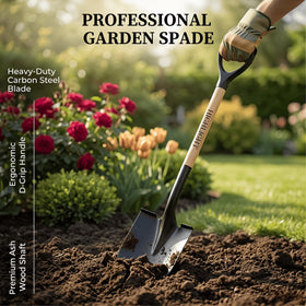 HIGHLIGHT versatile shovel for edging, trenching, and digging.