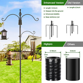 Highpro five-prong base provides stable outdoor support for multiple feeders.