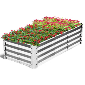 Highpro galvanized raised bed front view showing spacious 4x2ft planting space for vegetables