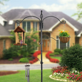 Highpro multi-hook stand holds feeders, planters and more