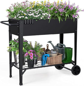 Highpro raised garden bed with wheels overview showing mobility and space for plants